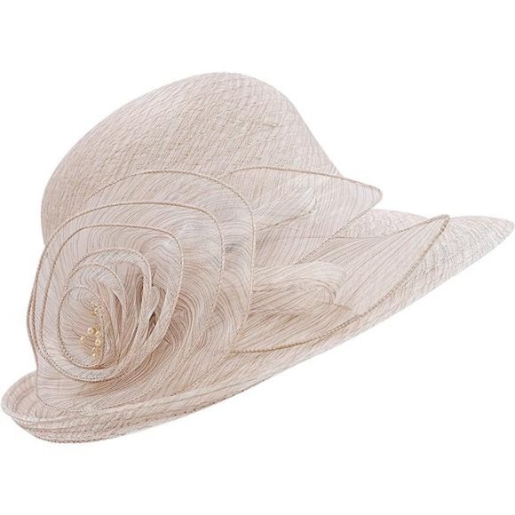 Women Organza Derby Church Wedding Hat Khaki